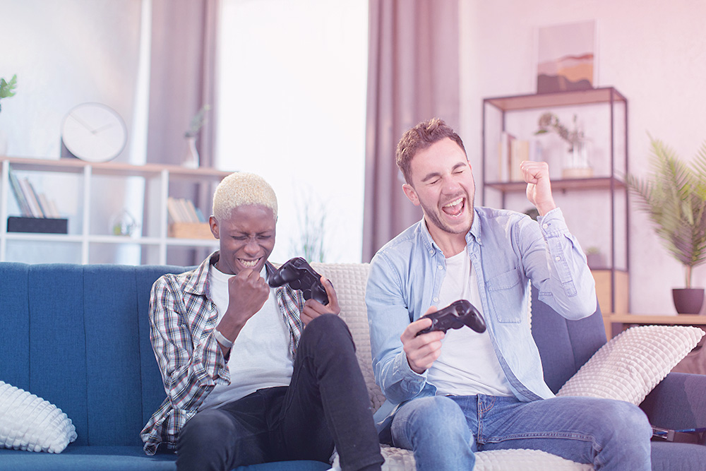 Couple happy over video game victory